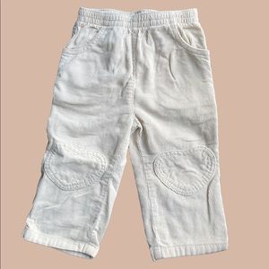 Okie Dokie: Knee Patch Heart Corduroy Pants with Elastic Waistband Ivory 12M